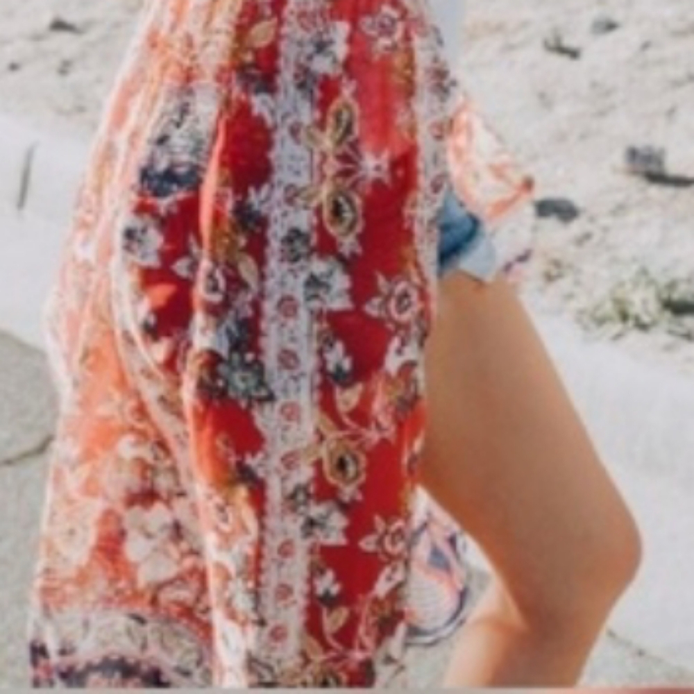 IDYL Duster Floral Berry Red Maxi Sheer NWT HPx3 - Picture 8 of 12
